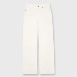 Wide-Leg Cropped 5-Pocket Jean In Natural Stretch Denim