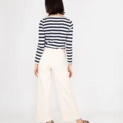 Wide-Leg Cropped 5-Pocket Jean In Natural Stretch Denim -Chicorya Sales S55968 4