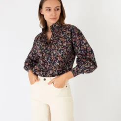 Anaya Popover Shirt In Berry Bittersweet Liberty Fabric -Chicorya Sales S56029 6