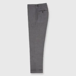 Pleated Dress Trouser In Mid-Grey High-Twist