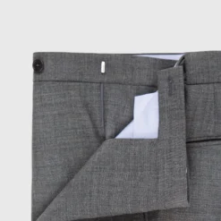 Pleated Dress Trouser In Mid-Grey High-Twist -Chicorya Sales S57173 6