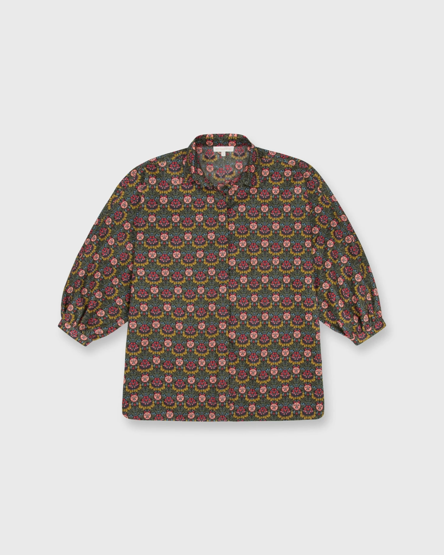 Volume Kimono Shirt In Olive/Berry Multi Persephone Liberty Fabric 3 Volume Kimono Shirt In Olive/Berry Multi Persephone Liberty Fabric