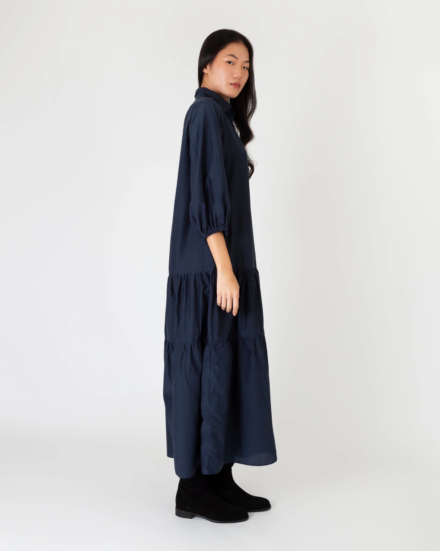 Isla Shirtdress In Navy Habotai 9 Isla Shirtdress In Navy Habotai - Image 7