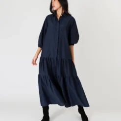 Isla Shirtdress In Navy Habotai 14 Isla Shirtdress In Navy Habotai -Chicorya Sales S57830 2