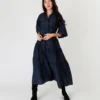 Isla Shirtdress In Navy Habotai -Chicorya Sales S57830 3