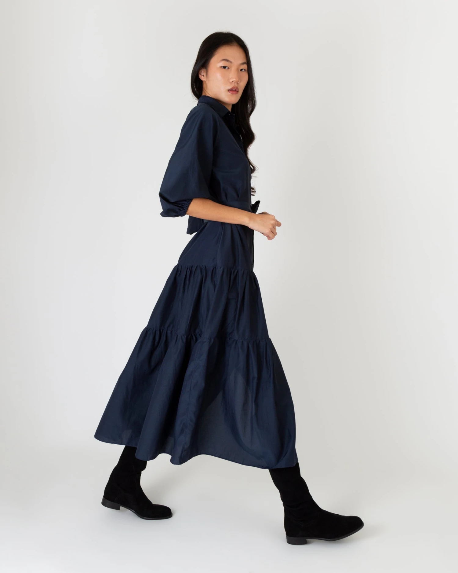 Isla Shirtdress In Navy Habotai 4 Isla Shirtdress In Navy Habotai - Image 2