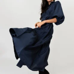 Isla Shirtdress In Navy Habotai 13 Isla Shirtdress In Navy Habotai -Chicorya Sales S57830 7