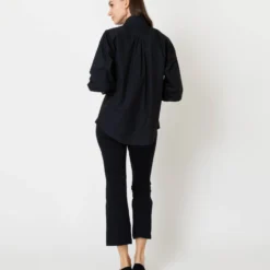 Anaya Popover Shirt In Black Poplin -Chicorya Sales S59301 5