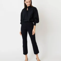 Anaya Popover Shirt In Black Poplin -Chicorya Sales S59301 8