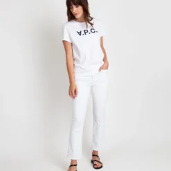 A.P.C. T-Shirt In Chalk/Navy -Chicorya Sales S59482 5