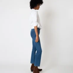 Flare Cropped 5-Pocket Jean In 3-Year Indigo Stretch Denim -Chicorya Sales S60369 3