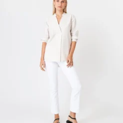 Nyala Shirt In Taupe Horizontal Stripe Seersucker 10 Nyala Shirt In Taupe Horizontal Stripe Seersucker -Chicorya Sales S60581 2