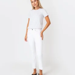 Short-Sleeved Relaxed Tee In White/Heather Grey Stripe Jersey -Chicorya Sales S60592 6