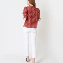 Renata Top In Red/Natural Rustic Jacquard -Chicorya Sales S61188 6