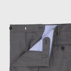 Dress Trouser In Mid-Grey Wool Hopsack 7 Dress Trouser In Mid-Grey Wool Hopsack -Chicorya Sales S63185 3
