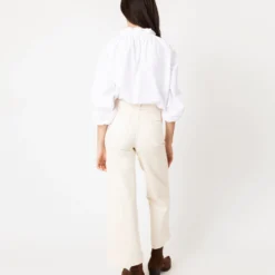 Kamille Blouson-Sleeve Top In White Poplin -Chicorya Sales S64848 4