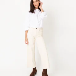 Kamille Blouson-Sleeve Top In White Poplin -Chicorya Sales S64848 5
