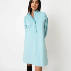 Adaline Dress In Skyline Stretch Cord -Chicorya Sales S64883 6