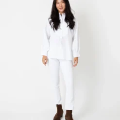 Indira Bib-Front Tunic In White Poplin 10 Indira Bib-Front Tunic In White Poplin -Chicorya Sales S64899 2