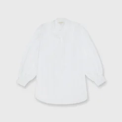 Indira Bib-Front Tunic In White Poplin