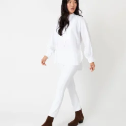 Indira Bib-Front Tunic In White Poplin 12 Indira Bib-Front Tunic In White Poplin -Chicorya Sales S64899 5