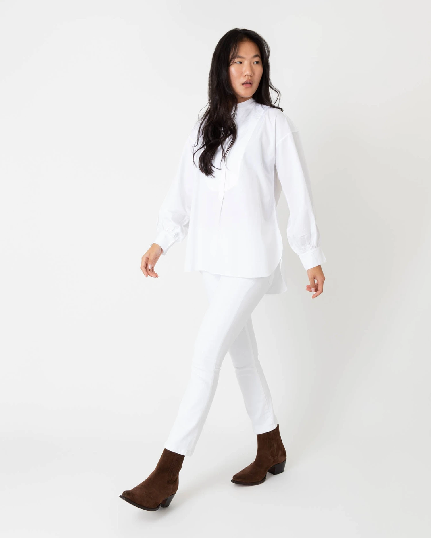 Indira Bib-Front Tunic In White Poplin 7 Indira Bib-Front Tunic In White Poplin - Image 5