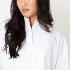 Indira Bib-Front Tunic In White Poplin 11 Indira Bib-Front Tunic In White Poplin -Chicorya Sales S64899 6