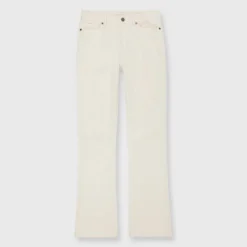 Flare Cropped 5-Pocket Pant In Ivory Stretch Cord