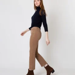 Flare Cropped 5-Pocket Pant In Taupe Stretch Cord -Chicorya Sales S64912 2
