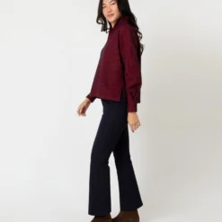 Violet Top In Red/Navy Houndstooth Brushed Knit -Chicorya Sales S64927 3