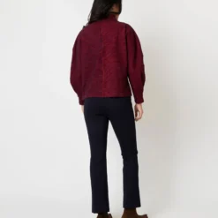 Violet Top In Red/Navy Houndstooth Brushed Knit -Chicorya Sales S64927 4