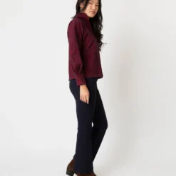 Violet Top In Red/Navy Houndstooth Brushed Knit -Chicorya Sales S64927 5