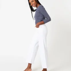 Long-Sleeved Boatneck Tee In Navy/White Stripe Jersey -Chicorya Sales S65165 4
