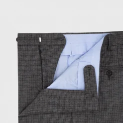 Dress Trouser In Grey/Navy/Brown Mix Guncheck Brushed Twill -Chicorya Sales S65650 3