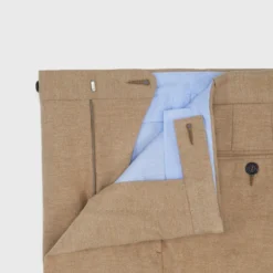 Side-Tab Dress Trouser In Camel Stretch Flannel -Chicorya Sales S65653 3