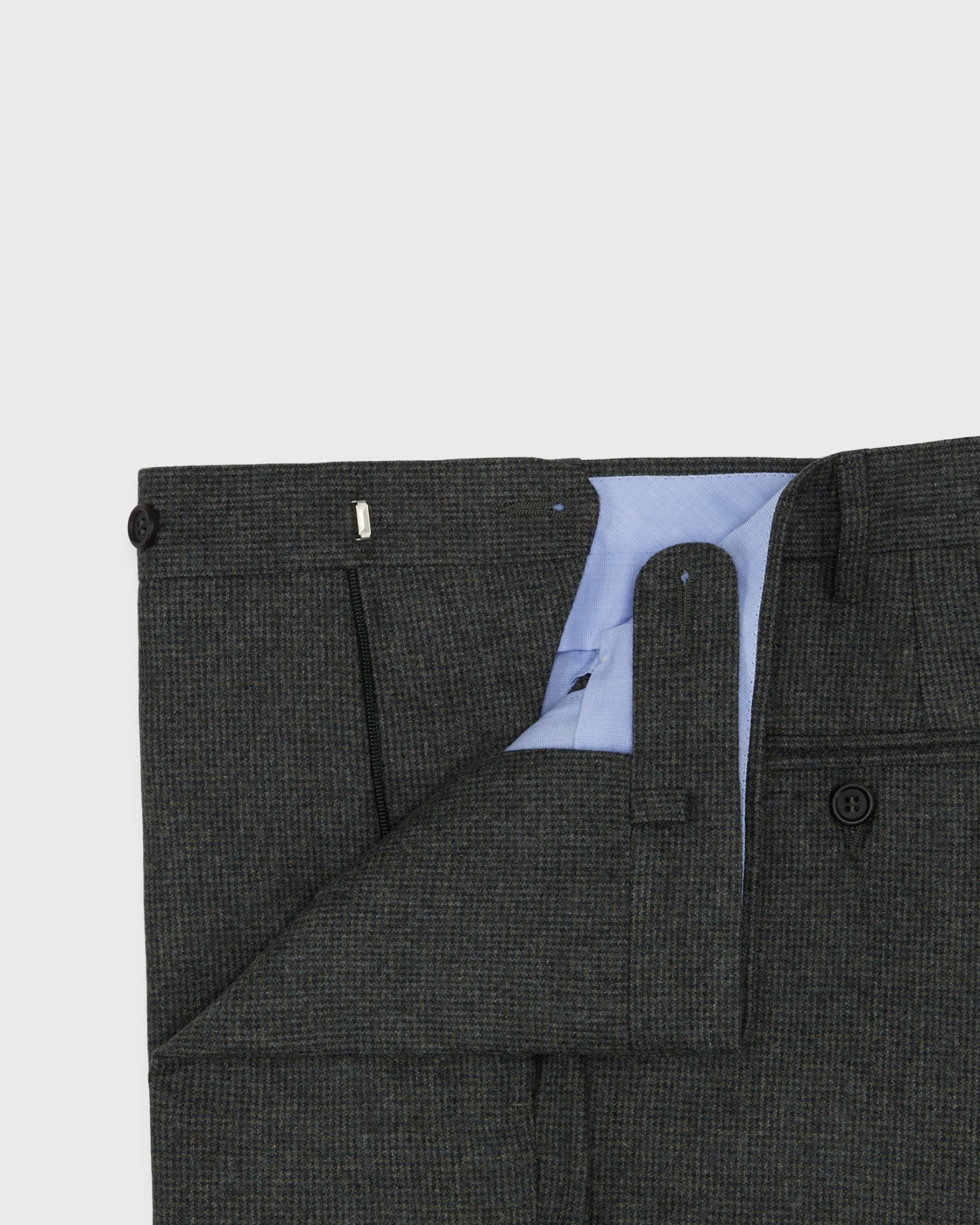 Dress Trouser In Olive Mini Houndstooth Flannel 5 Dress Trouser In Olive Mini Houndstooth Flannel - Image 3