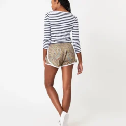 Track Short In Bordeaux Multi Paisley Park Liberty Fabric -Chicorya Sales S66239 2