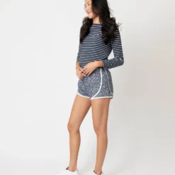 Track Short In Light Blue/Coral Star Anise Liberty Fabric -Chicorya Sales S66248 5