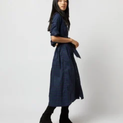 Classic Shirtwaist Dress In Blackwatch Poplin -Chicorya Sales S67267 641