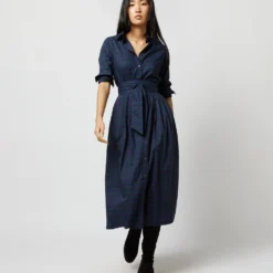Classic Shirtwaist Dress In Blackwatch Poplin -Chicorya Sales S67267 682