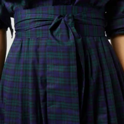 Classic Shirtwaist Dress In Blackwatch Poplin -Chicorya Sales S67267 749