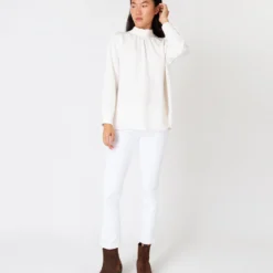 Colette Tie-Neck Blouse In Ivory Silk Crepe De Chine -Chicorya Sales S67270 8