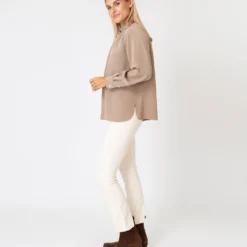 Colette Tie-Neck Blouse In Mink Silk Crepe De Chine -Chicorya Sales S67271 5