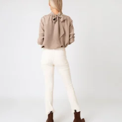 Colette Tie-Neck Blouse In Mink Silk Crepe De Chine -Chicorya Sales S67271 6