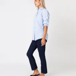 Understudy Shirt In Sky Bengal Stripe Poplin 13 Understudy Shirt In Sky Bengal Stripe Poplin -Chicorya Sales S67282 3