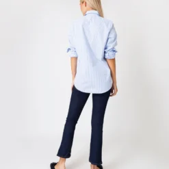 Understudy Shirt In Sky Bengal Stripe Poplin 14 Understudy Shirt In Sky Bengal Stripe Poplin -Chicorya Sales S67282 4