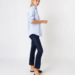 Understudy Shirt In Sky Bengal Stripe Poplin 15 Understudy Shirt In Sky Bengal Stripe Poplin -Chicorya Sales S67282 5