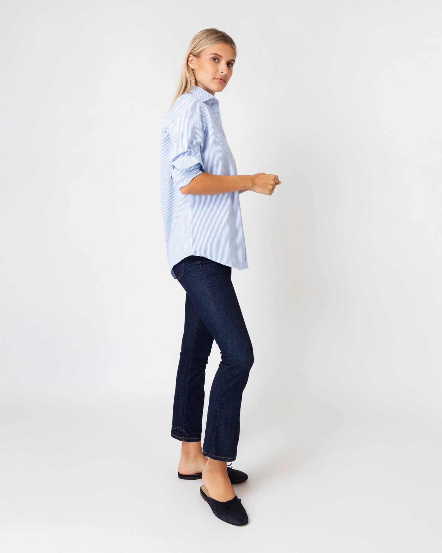 Understudy Shirt In Sky Bengal Stripe Poplin 8 Understudy Shirt In Sky Bengal Stripe Poplin - Image 6