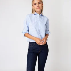 Understudy Shirt In Sky Bengal Stripe Poplin 12 Understudy Shirt In Sky Bengal Stripe Poplin -Chicorya Sales S67282 6