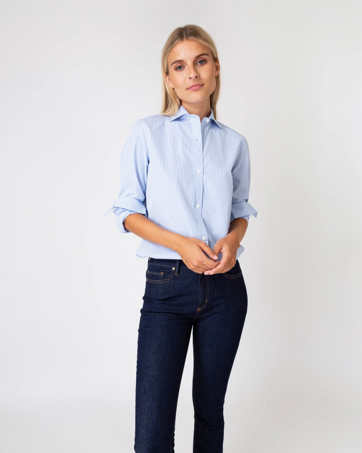 Understudy Shirt In Sky Bengal Stripe Poplin 5 Understudy Shirt In Sky Bengal Stripe Poplin - Image 3